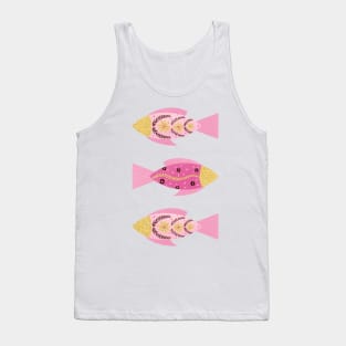 Pink and gold floral fishes Tank Top